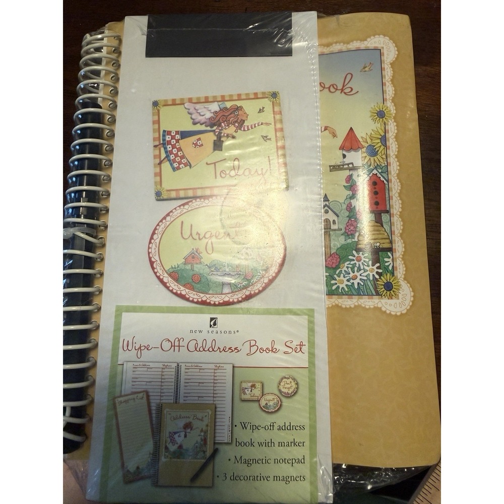 New Seasons Wipe-off Address Book Set. Incl. Marker, Magnets & Magnetic Notepad